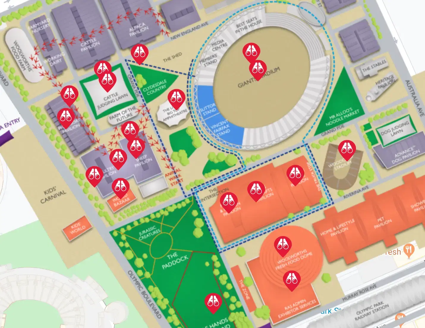 Digital wayfinding map for a major event