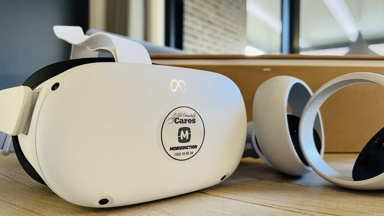 A standalone VR headset ready for PatientVR on a ward